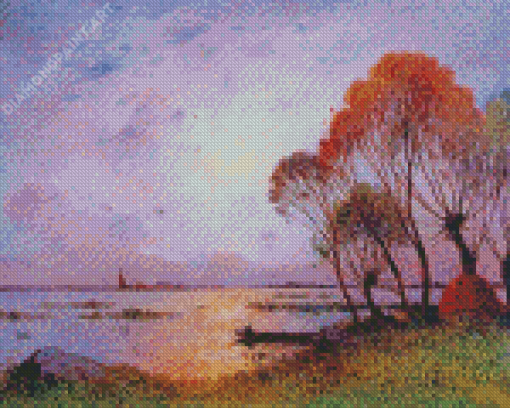 Sunset On The Grande Briere By Ferdinand Du Puigaudeau Diamond Painting