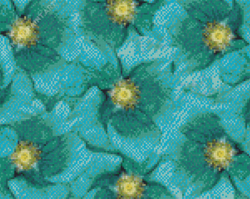 Turquoise Flowers Diamond Paintings