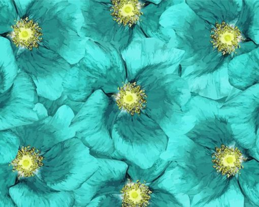 Turquoise Flowers Diamond Paintings