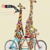 Two Giraffes On A Bike Diamond Paintings