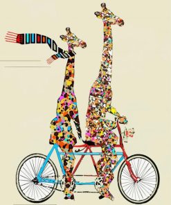 Two Giraffes On A Bike Diamond Paintings