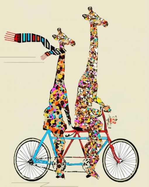 Two Giraffes On A Bike Diamond Paintings