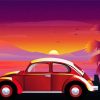 VW Car Sunset Illustration Diamond Painting