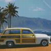 Vintage Woodie On Beach Diamond Painting