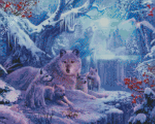 Winter Wolves Family Diamond Paintings