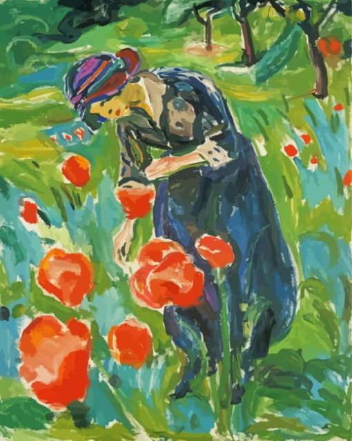 Woman And Poppies Diamond Painting