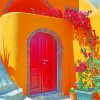 Yellow House Santorini Diamond Painting