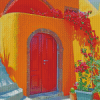 Yellow House Santorini Diamond Painting