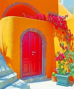 Yellow House Santorini Diamond Painting