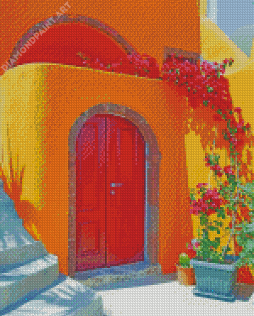 Yellow House Santorini Diamond Painting