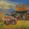 Abandoned Old Gas Station Truck Diamond Painting