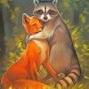 Adorable Fox And Raccoon Diamond Painting