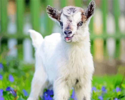 Adorable White Goat Diamond Painting