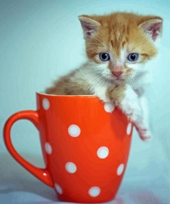 Adorable Kitten In Cup Diamond Paintings