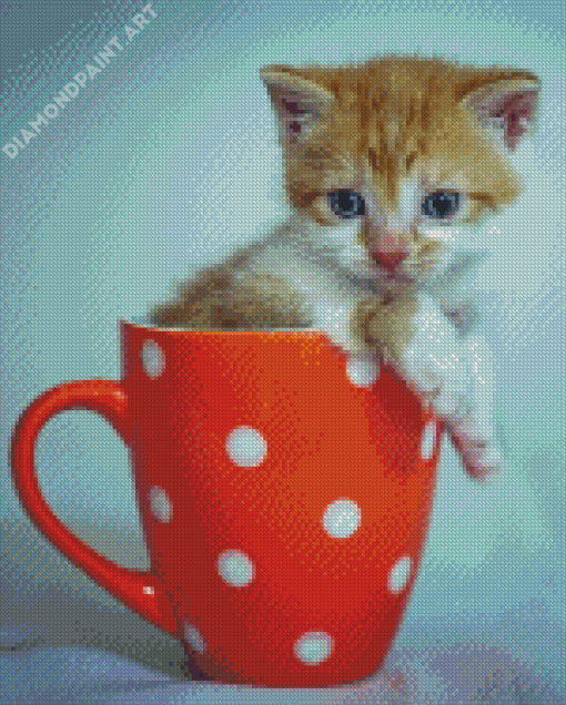 Adorable Kitten In Cup Diamond Paintings