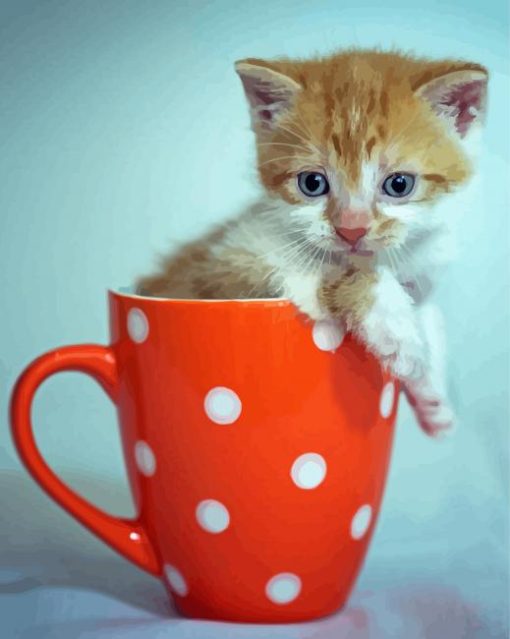 Adorable Kitten In Cup Diamond Paintings