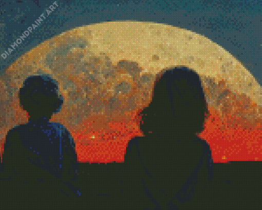 Aesthetic Boy Girl Moon Diamond Painting