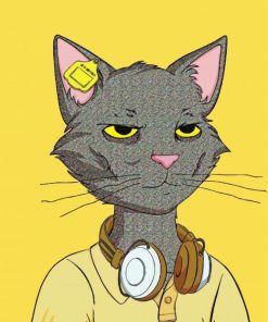 Aesthetic Cat with Headphones Art Diamond Paintings