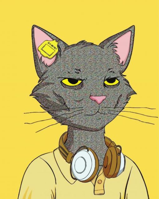 Aesthetic Cat with Headphones Art Diamond Paintings