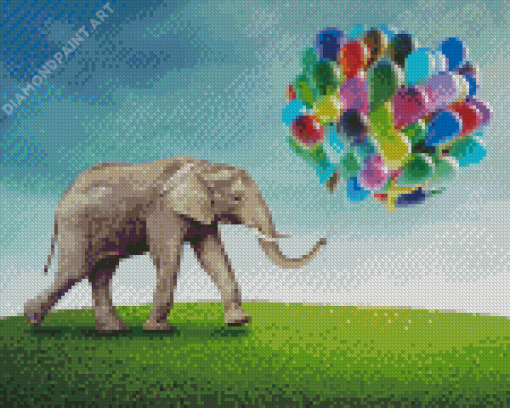 Aesthetic Elephant And Balloons Diamond Paintings