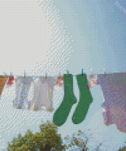 Aesthetic Laundry On Clothesline Diamond Painting