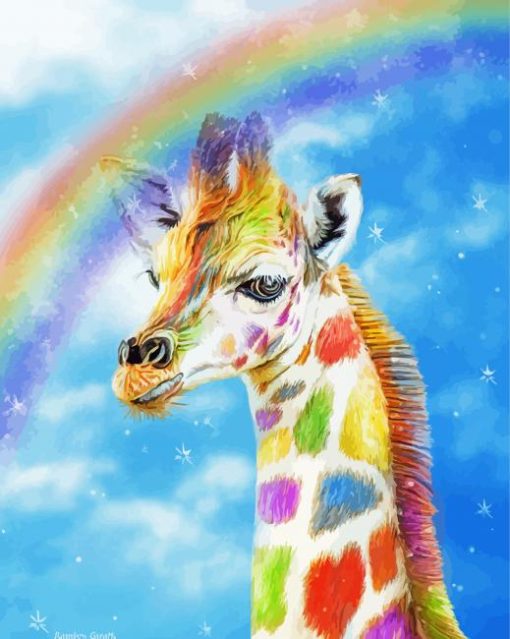 Aesthetic Rainbow Giraffe Diamond Painting