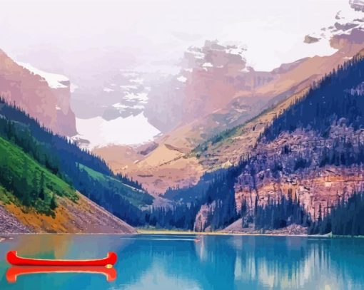 Aesthetic Red Canoe Canada Diamond Painting