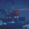 Aesthetic Tug Boat Cartoon Diamond Painting