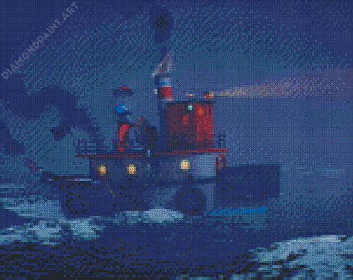 Aesthetic Tug Boat Cartoon Diamond Painting