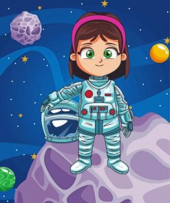 Astronaut Girl In The Space Diamond Painting