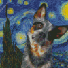 Australian Cattle Dog Blue Heeler Art Van Gogh Diamond Painting