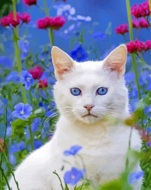 Beautiful Cat In Garden Diamond Paintings