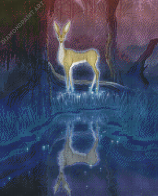 Beautiful Deer By The River Diamond Paintings