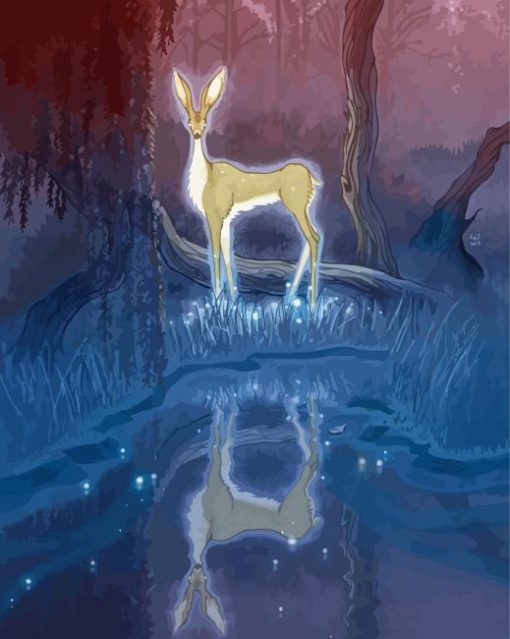 Beautiful Deer By The River Diamond Paintings