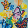 Beautiful Flowers With Butterflies Art Diamond Painting