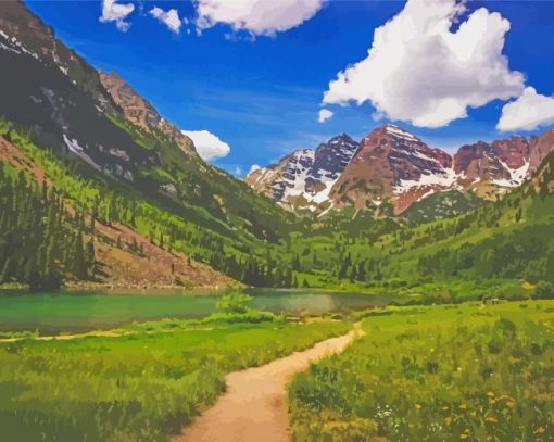 Beautiful Landscape Mountain Trail Diamond Paintings