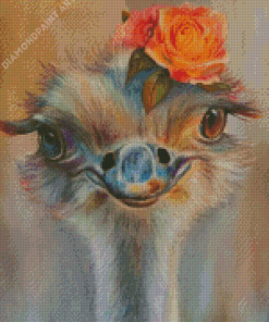 Beautiful Ostrich And Flowers Diamond Painting