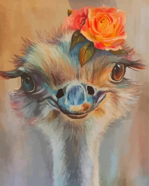 Beautiful Ostrich And Flowers Diamond Painting