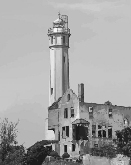 Black And White Alcatraz Island Diamond Paintings