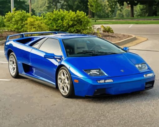 Blue Lamborghini Diablo Diamond Painting