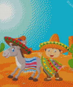 Boy And Donkey Desert Art Diamond Painting