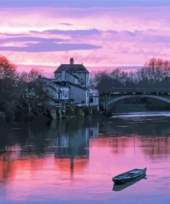 Chinon Bridge At Sunset Diamond Painting