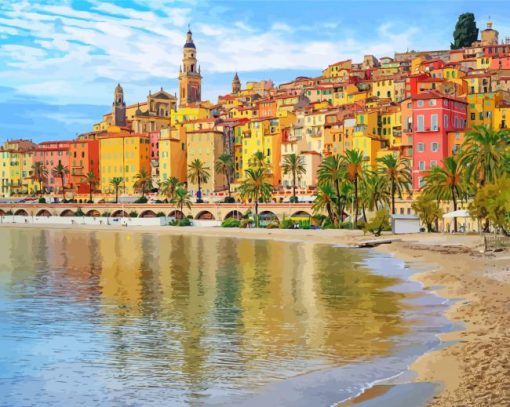 Colorful Buildings Cote D Azur Diamond Painting