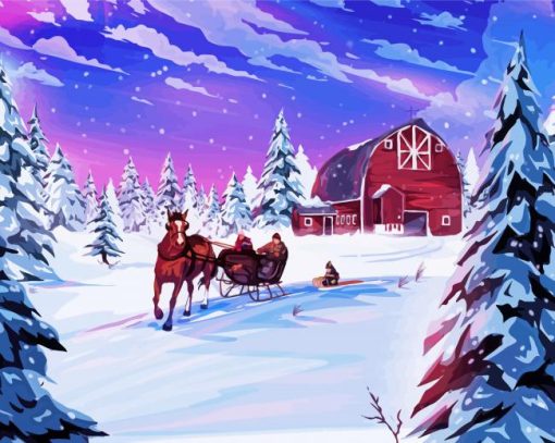 Cool Winter Farm Diamond Painting