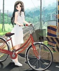 Cute Girl Bicycle Diamond Painting