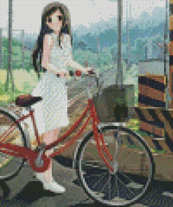 Cute Girl Bicycle Diamond Painting