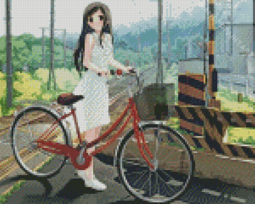 Cute Girl Bicycle Diamond Painting