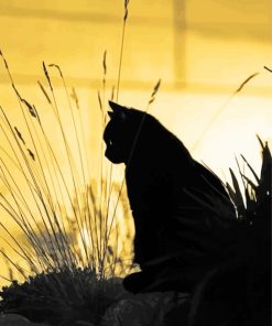 Cute Lonely Cat Silhouette Diamond Painting