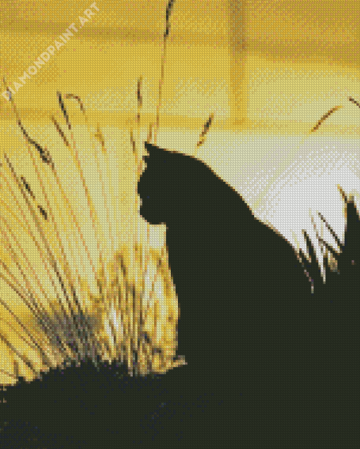 Cute Lonely Cat Silhouette Diamond Painting