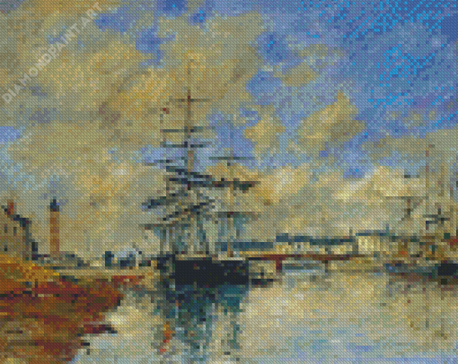 Deauville Harbor By Eugene Boudin Diamond Painting